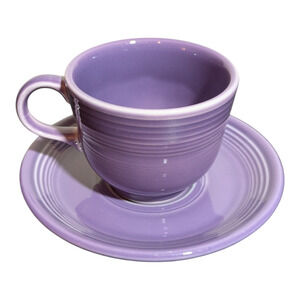 Fiestawear Lilac Teacup and Saucer Set - Vintage Kitchen Home Decor